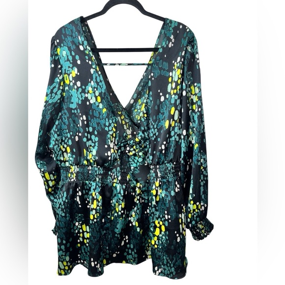 Torrid Satin Surplice Tie Cut Out Back Long Sleeve Blouse - Picture 8 of 8